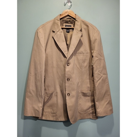 St. John's Bay Jackets & Blazers - New Mens St Johns Bay Beige Everyday Blazer Cotton Twill Sportcoat Pockets Sz L